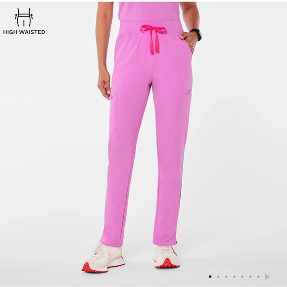 pink cloud high waisted yola skinny scrub pants - Picture 1 of 1